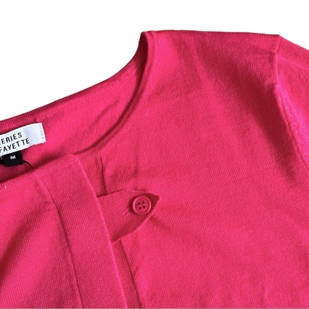Galeries Lafayette Pink Cardigan Sweater M Covered Button Parisian Style NWT - Picture 6 of 9